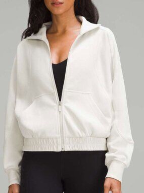 Lululemon Brushed Softstreme Funnel-Neck Zip Up Bone Cream Size 8